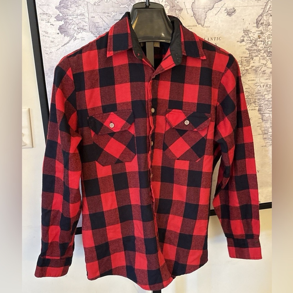Vintage Sears Buffalo Plaid Flannel Acrylic Shirt XL